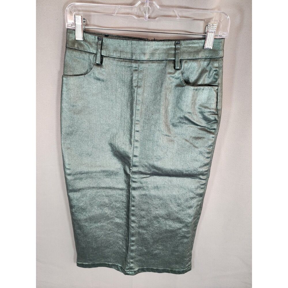 Leara Woman Metallic Green Pencil Skirt